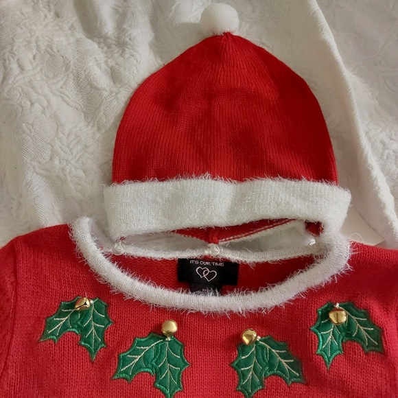 SANTA GIRLS 2 PIECE SWEATER DRESS / CAP NWT - Picture 8 of 13